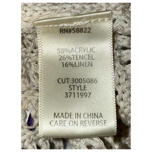 Max Studio - Knit Top - Beige Open-Weave V-Neck - Size Large - Picture 5 of 7